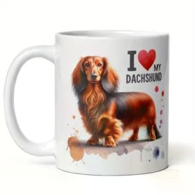 1pc Dachshund Ceramic Mug - Handmade, Reusable 11oz Coffee Cup, Lead-Free, Degradable, Ideal for Dog Lovers, Pet