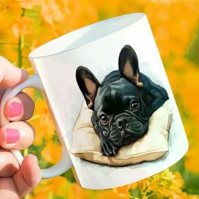 1pc 11oz Ceramic Coffee Mug with French Bulldog Illustration - Porcelain Tea Cup for Dog Lovers, Perfect for