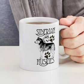 Siberian Huskies 11oz Ceramic Coffee Mug - BPA-Free, Microwave Safe, Dog Lover's Office Cup with C-Handle for